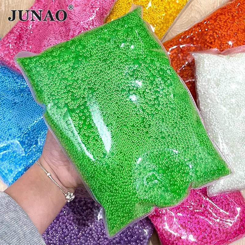 JUNAO 3mm Luminous Resin Stones in Bulk Non Hotfix Diamonds 500g Wholesale Glow in the Dark Resin Rhinestones