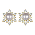 Daidan Ladies Earrings Women Jewelry Christmas Earrings Luxury Pink Freshwater Pearl Snowflake Silver 925 Real Pearl Earrings