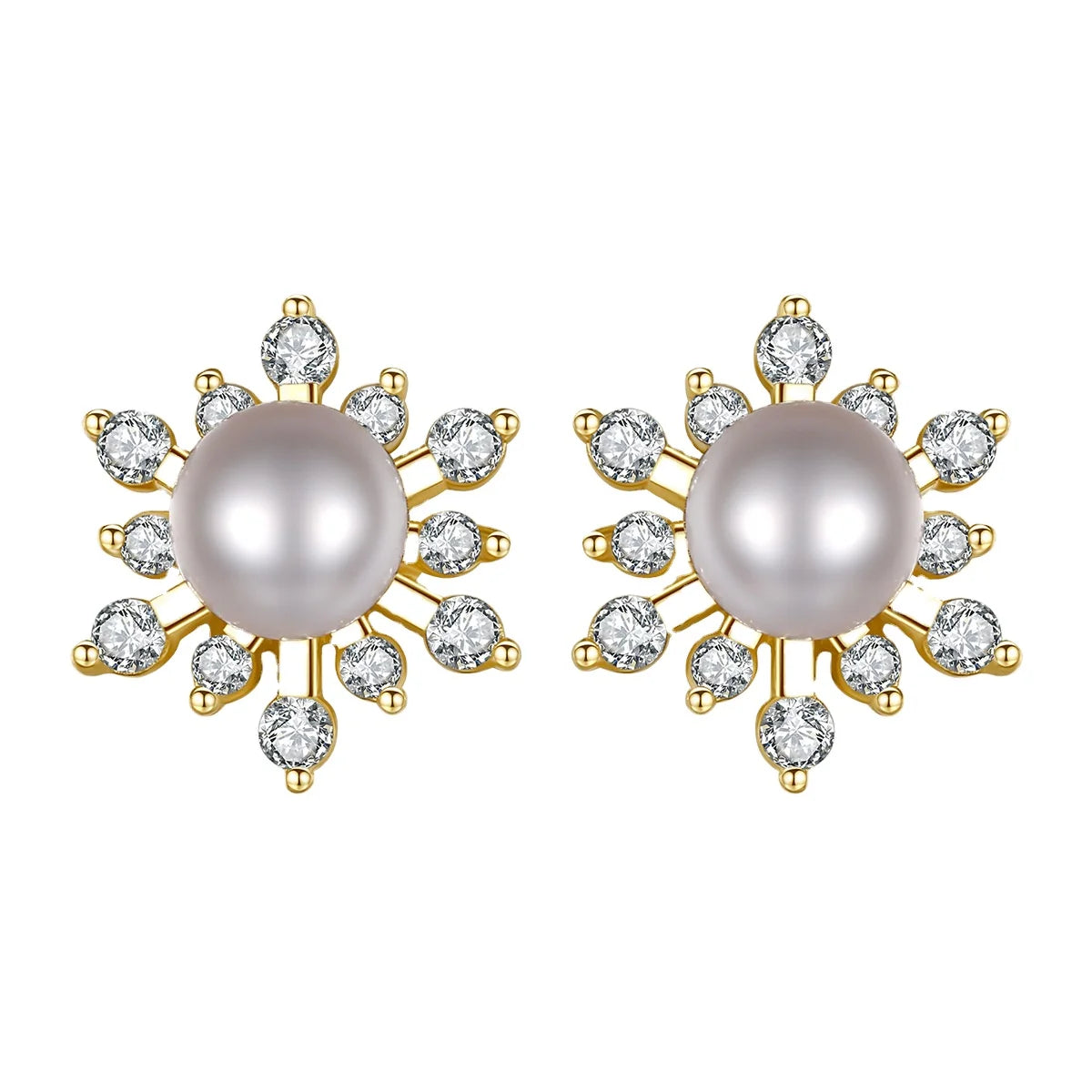 Daidan Ladies Earrings Women Jewelry Christmas Earrings Luxury Pink Freshwater Pearl Snowflake Silver 925 Real Pearl Earrings