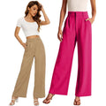 Womens Wide Leg Business Pants Spandex Tailored Trousers 5XL White Flowy Office Wear Palazzo Pants