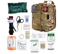 Professional 47-in-1 Emergency Survival Gear First Aid Kit with SOS Flashlight and Black Molle Pouch for Travel
