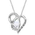 Valentines Day Jewelry 925 Sterling Silver Engraved Letter Created Opal Heart Necklace for Women