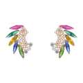 Wholesale Crystal Geometric Stud Earrings Bling Rhinestone Crystal Fan Shaped Earrings Jewelry Fashion