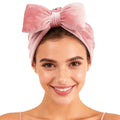 QINGYAN Pink Bonnets Newly Popular Bow Top Knotted Bonnet Turban Beanie Headwrap Knot Pleuche Hat