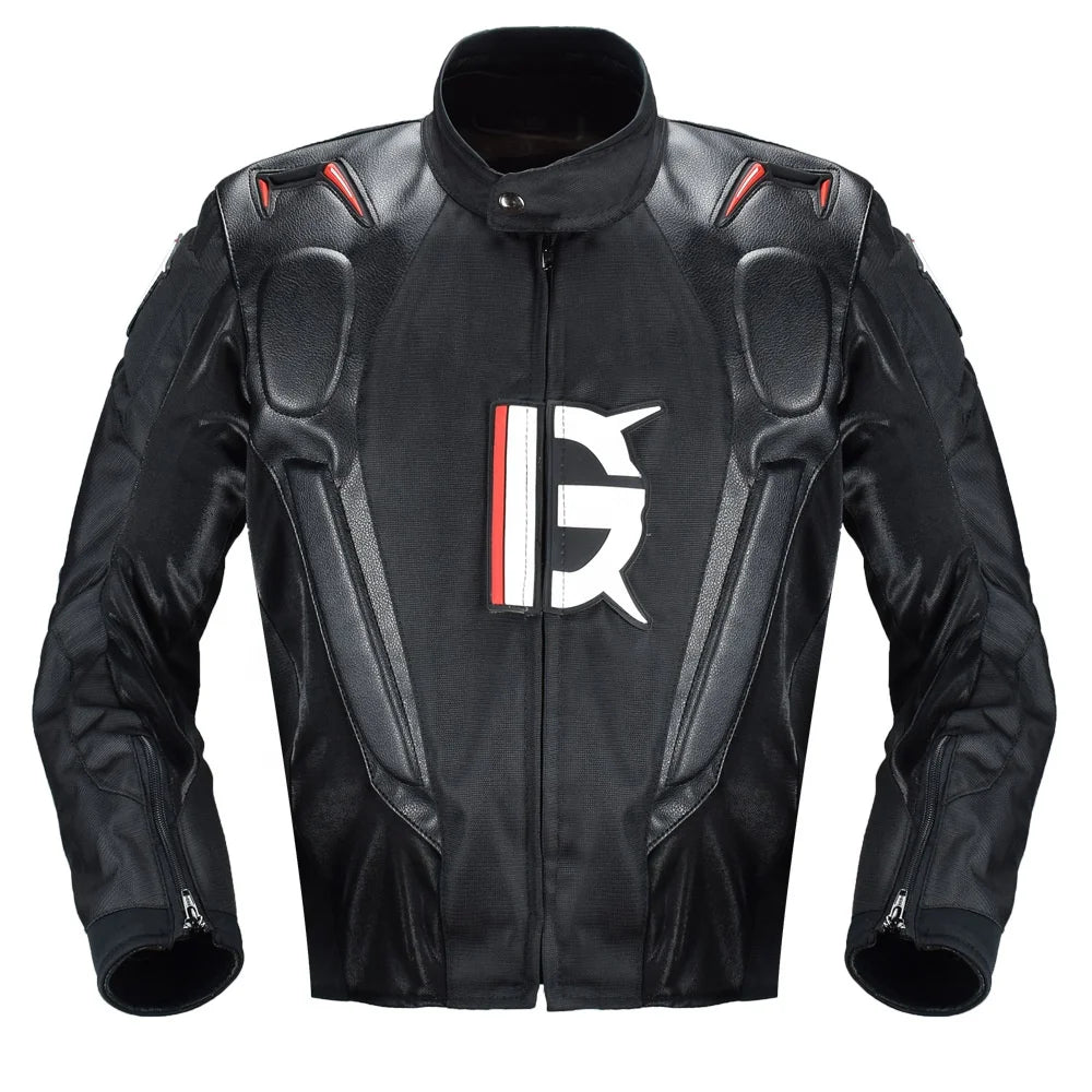 Men PU Leather Motorcycle Riding Jacket Keep Warm Windproof Motorbike Clothing Breathable Motocross Racing Jacket With Armor