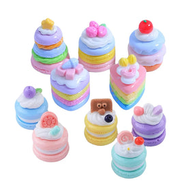Lovely New Resin 3d Artificial Round Triangle Cake Charm Keyring Pendant Part Accessories