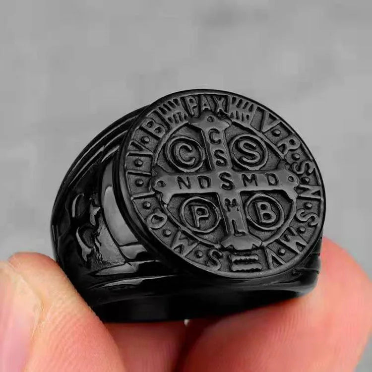 SC Fashion Hip Hop Stainless Steel Finger Ring Vintage Punk Rock Signet Ring Silver Gold Plated Cross Ring
