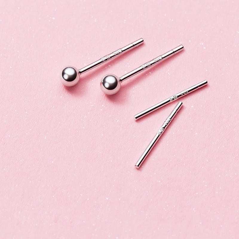 925 Sterling Silver Round Ball Stud Earrings for Women Jewelry MegaBDM