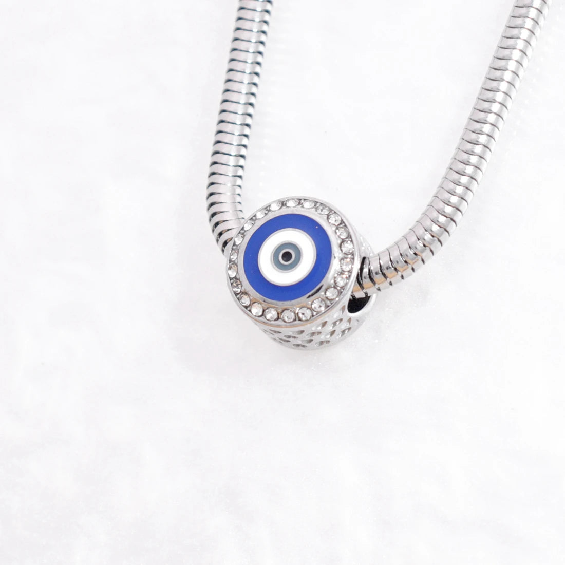 Fashion Stainless Steel Bracelets Blue Eyes Beads Charm Bracelet for Women DIY Chain Jewelry Party Best Gifts