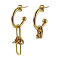 18K Gold Plated Stainless Steel Jewelry C-Shaped Irregular Pretty Knot INS Accessories Earrings E211343