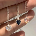 Dainty 925 Sterling Silver Heart Shaped Necklace with Cubic Zirconia Pendant Trendy Style for Engagement or Wedding