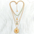 Women Necklace Diamond Necklace Multilayer Chain Gold Plated Sun Bead Stone Korean Jewelry Luxury Designer Jewelry for Women