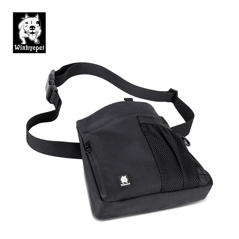 Winhyepet Adjustable Waterproof Nylon Removable Pet Training Treat Food Waist Belt Bag Hands Free Travel Dog Poop Bag Dispenser
