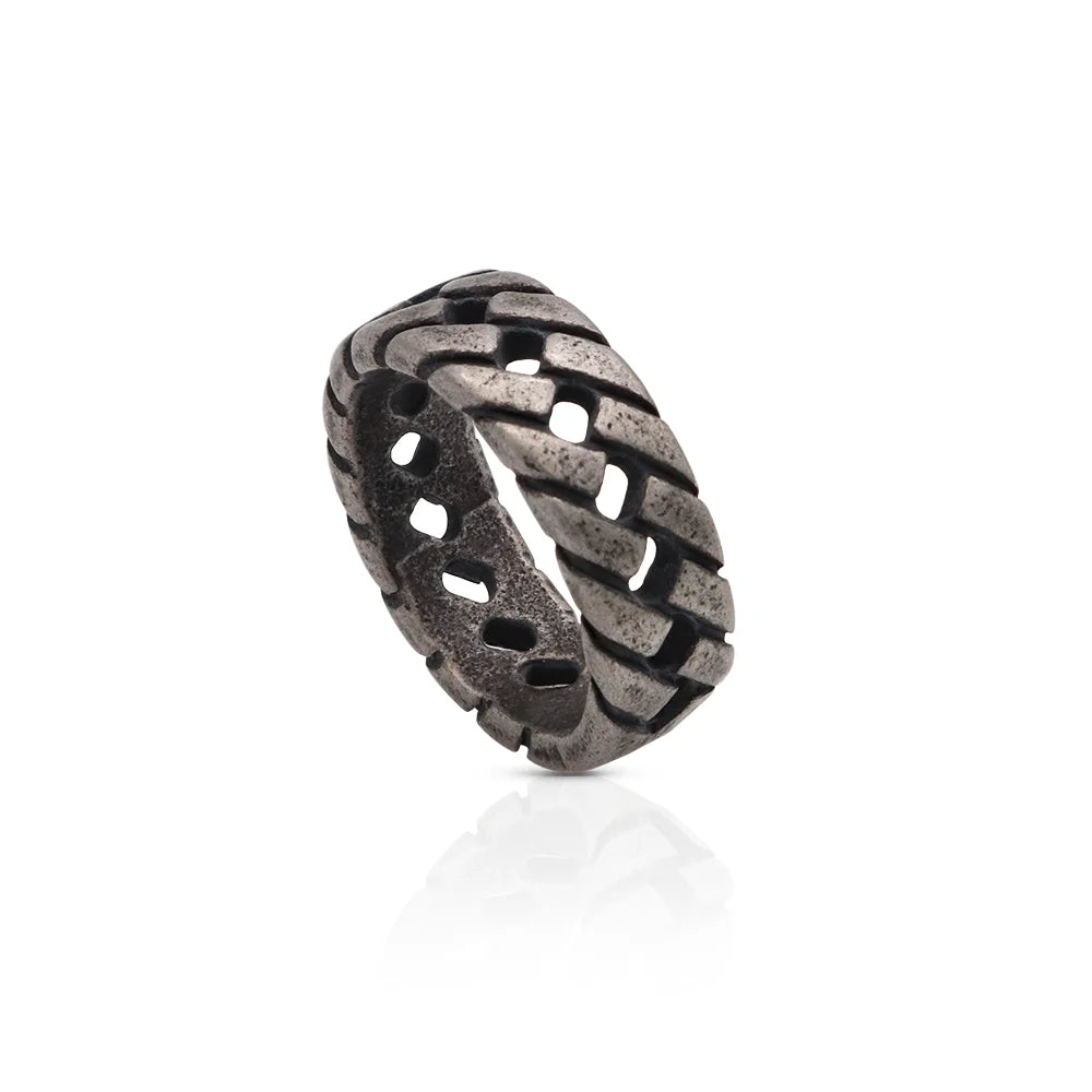 Chris April New Arrival 316L Stainless Steel Wholesale Vintage Chunky Rope Hollow-out Rings for Men