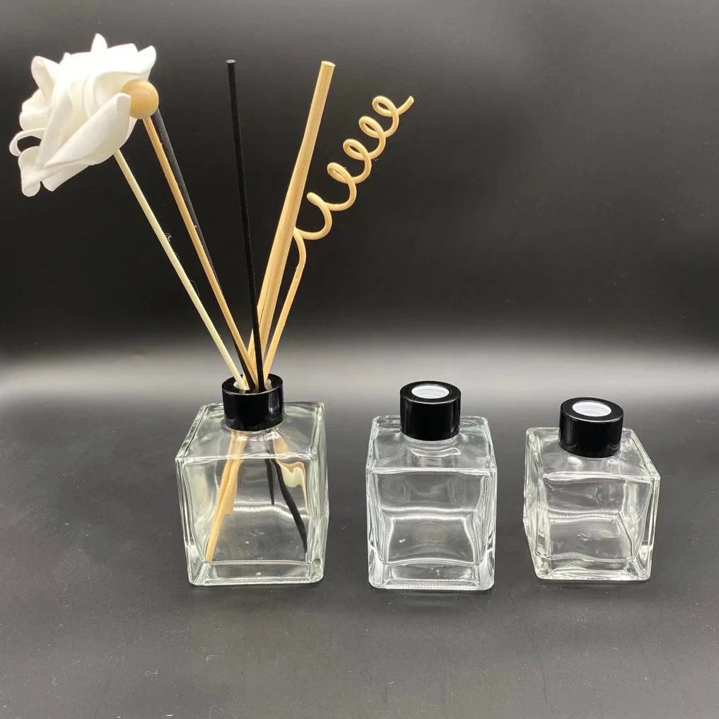 Empty Fragrance Bottle Square Reed Diffuser Glass Air Scent Bottles Custom 50ml 100ml 150ml 200ml Reed Diffuser Bottles MegaBDM