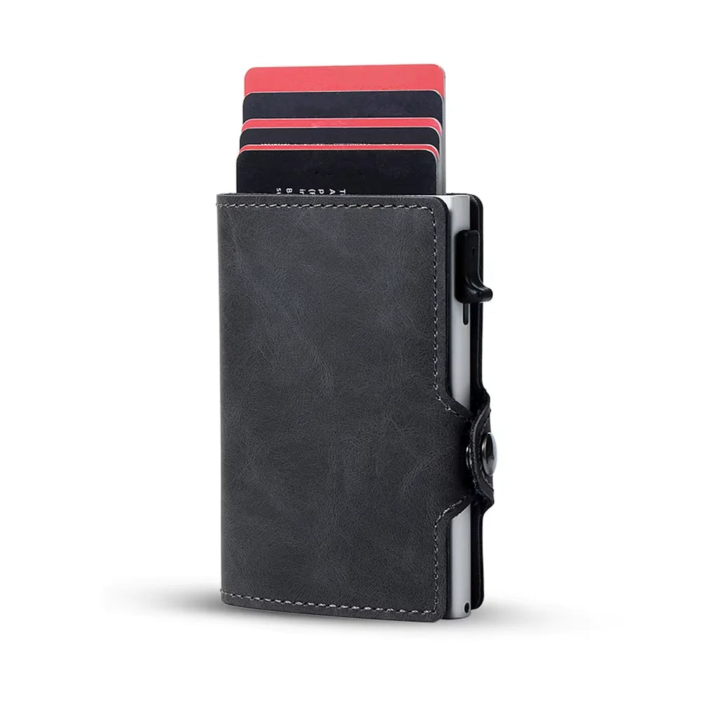 Leather Money Clip Credit Card Holder for Men Women with Pop up Function Mini Card case Hot Selling Business Gift