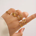 Wholesale Titanium Steel Stainless Steel Geometric Oval Shell Snake Heart Adjustable Open Ring for Women Ladies