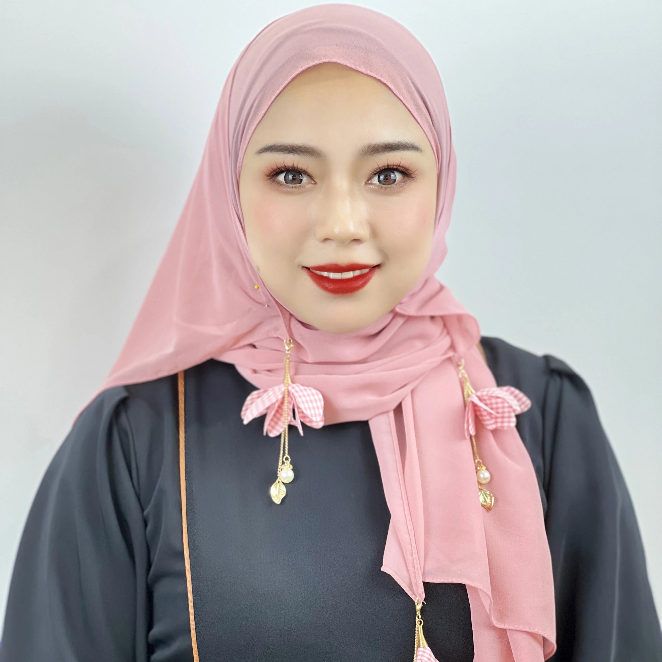 Muslim Scarf Women Hijab Prayer Summer Premium Light Breathable Polyester Ethnic Scarves Shawls with Drop Decoration