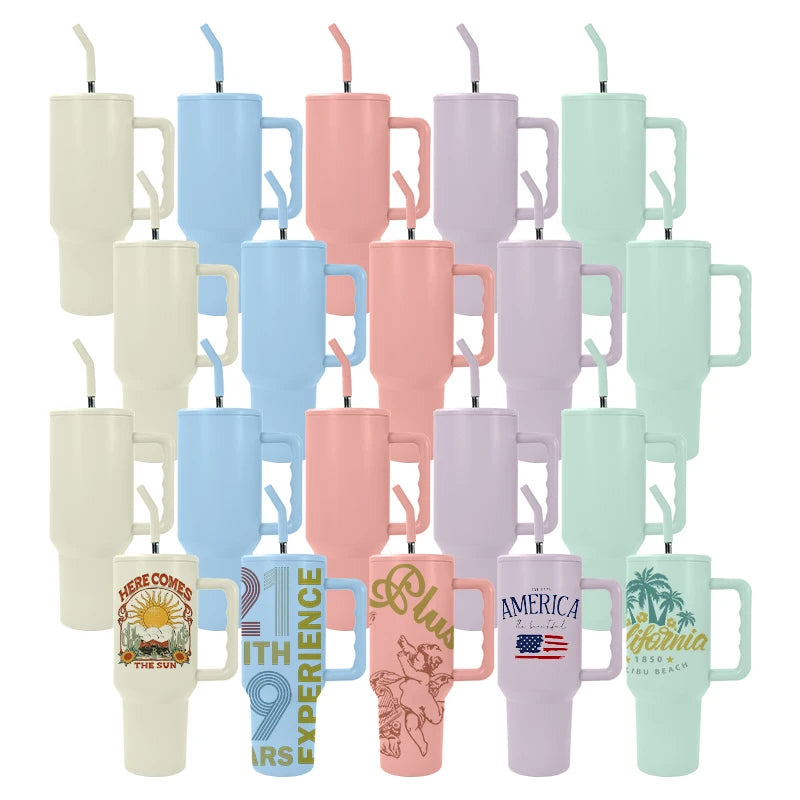 Custom Matte Colored 40oz Sublimation Tumbler Stainless Steel Insulated 40oz Tumbler with Handle