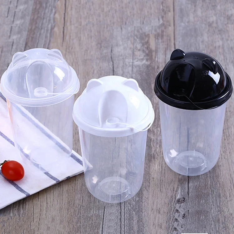 Bear Dome Lid Disposable Injection 90mm Lids Plastic Bubble Cup Lids Food Grade PP Material With Stopper Linked