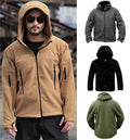 Men's Casual Solid Color Polar Fleece Jacket Stand Collar Hooded Coat Zipper Closure Embroidered Outdoor Warm for Spring XL Size