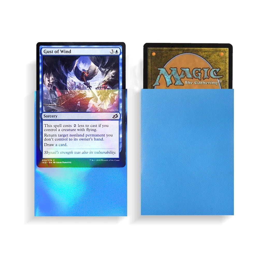For 66X91MM Polypropylene Rainbow Effects Light Blue Back Holographic Card Sleeves 600PCS Pack