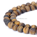 Natural Frosted Matte Brown Tiger Eye Beads for Bracelet Necklace Jewelry Making 4mm 6mm 8mm 10mm 12mm Length 38cm 15"