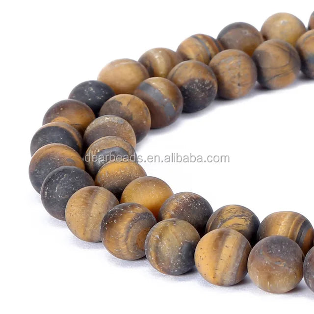 Natural Frosted Matte Brown Tiger Eye Beads for Bracelet Necklace Jewelry Making 4mm 6mm 8mm 10mm 12mm Length 38cm 15"