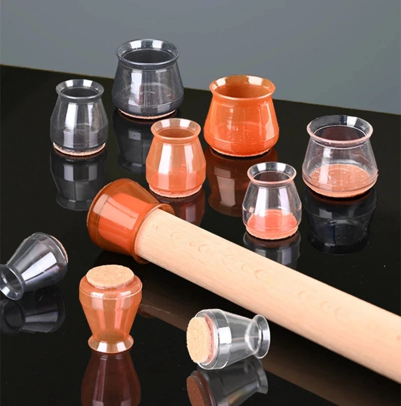 Wholesale Transparent Silicone Chair Leg Protectors with Felt Pad