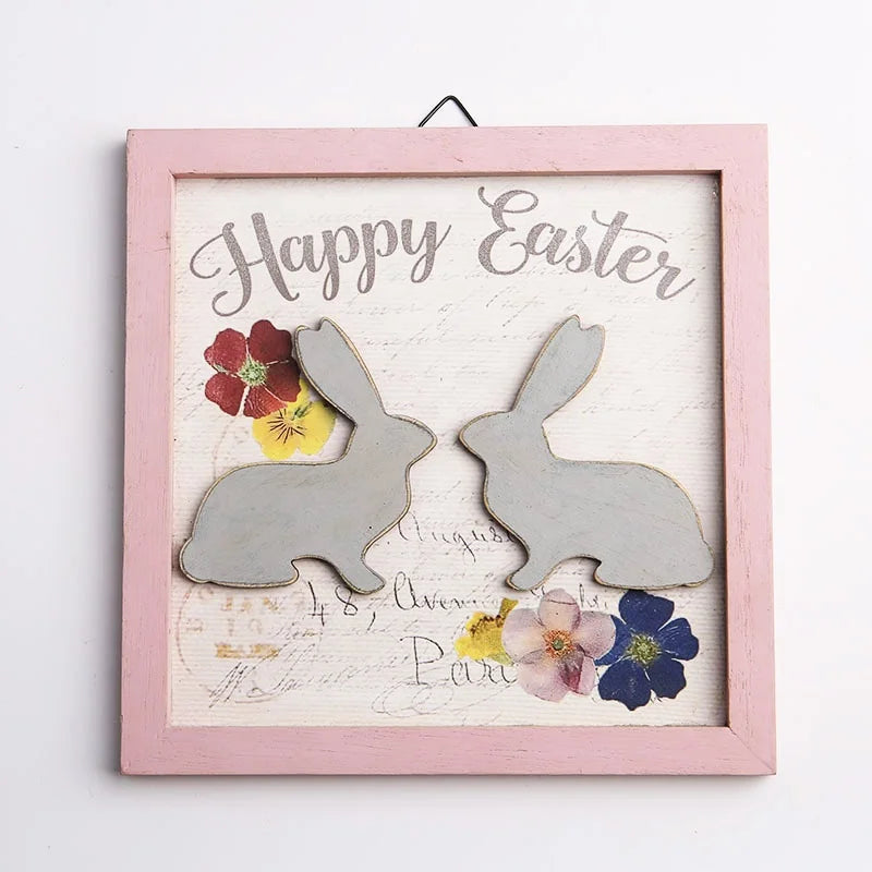 Easter Wooden Ornaments Hunting Bunny Chick Hang Ornament Easter Rabbit Wooden Hanging Craft
