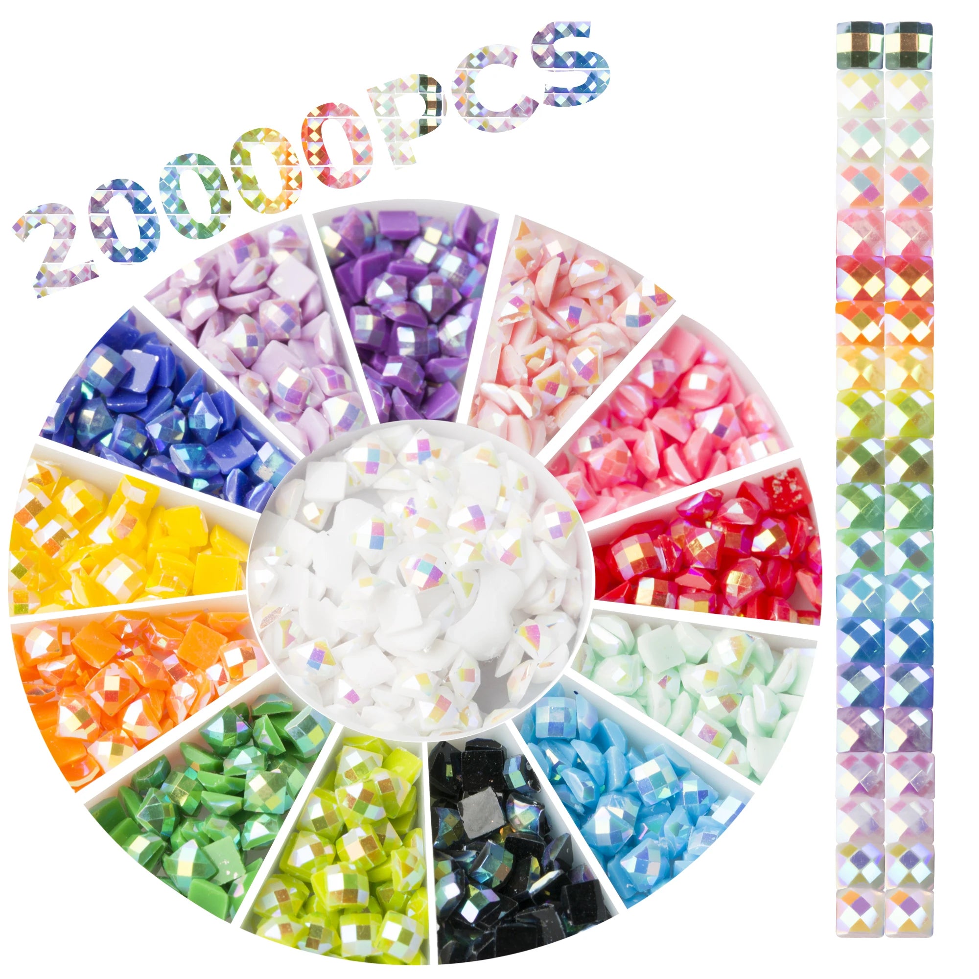 E-102 1000pcs/Bag 20 Colors Rhinestones Bead Art Gem Art Square Drill AB Diamond Painting Beads for Diamond Dots Accessories