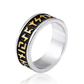 Stainless Steel Fashion Style Men Double Letter Rune Words Odin Norse Viking Amulet Retro Rings Jewelry