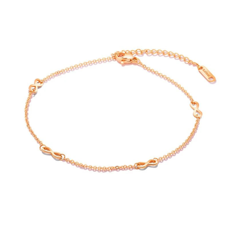ORDRM infinity 2021 ladies stainless steel jewel gold plated ankle bracelet  chains women anklet