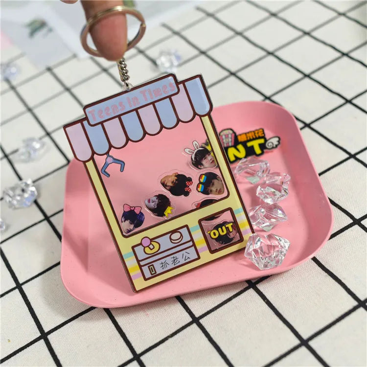 Wholesale DIY Custom Printed Resin Glitter Liquid Acrylic Shaker Keychain with Charms