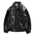 Cheap Men's Autumn Faux Leather College Jacket Waterproof Windproof Hooded Stand Collar Thick OEM Service Vintage