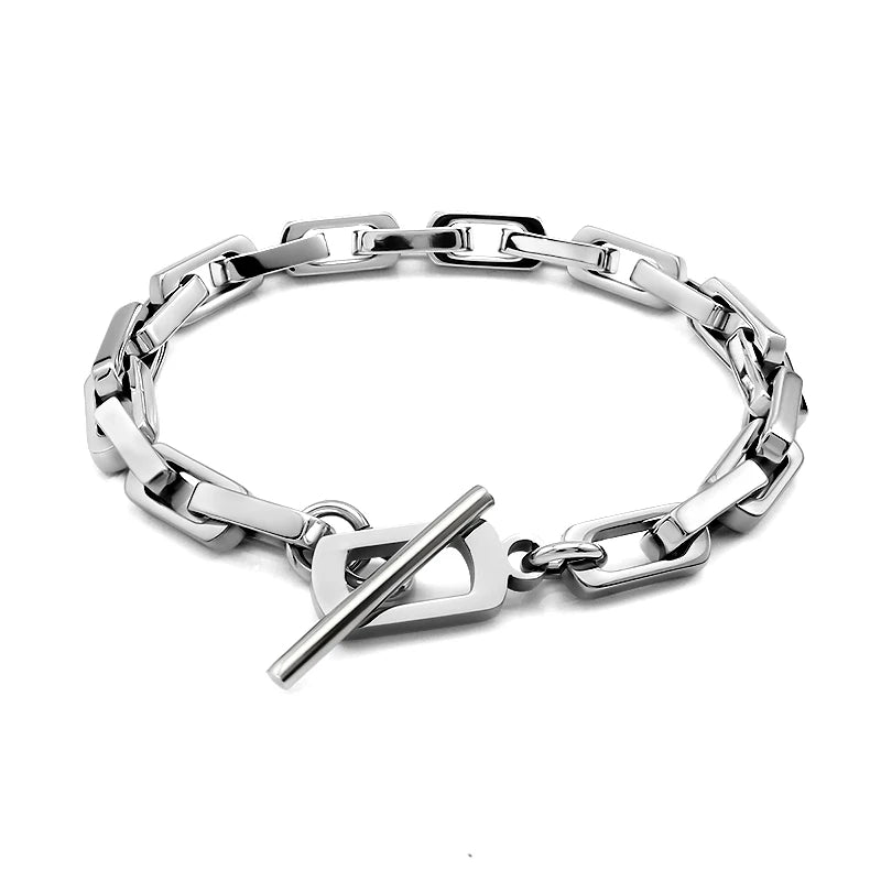 Korean Elegant Stainless Steel Man Bracelet With Women Necklace Set 46cm Gold Necklace Sliver 20.5cm Bracelet Jewelry Gifts