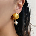 Dazan New Hot INS Trendy 18k Pvd Gold Plated Stainless Steel Vintage Pearl Pendant Chunky Mesh Earrings Fancy Dancer Jewellery
