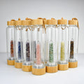 Drop Shipping 550ml Natural Clear Quartz Point Healing Crystal Energy Elixir Drink Water Bottle Glass Cup Gift With Bamboo Cover