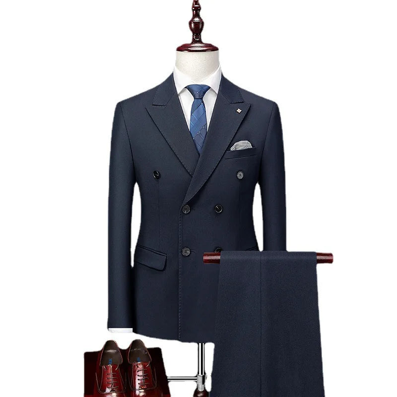 New Business Formal Work Suit Banquet Best Man Suit Groom Wedding Dress Double Breasted Men'S 2 Piece Suit for Men