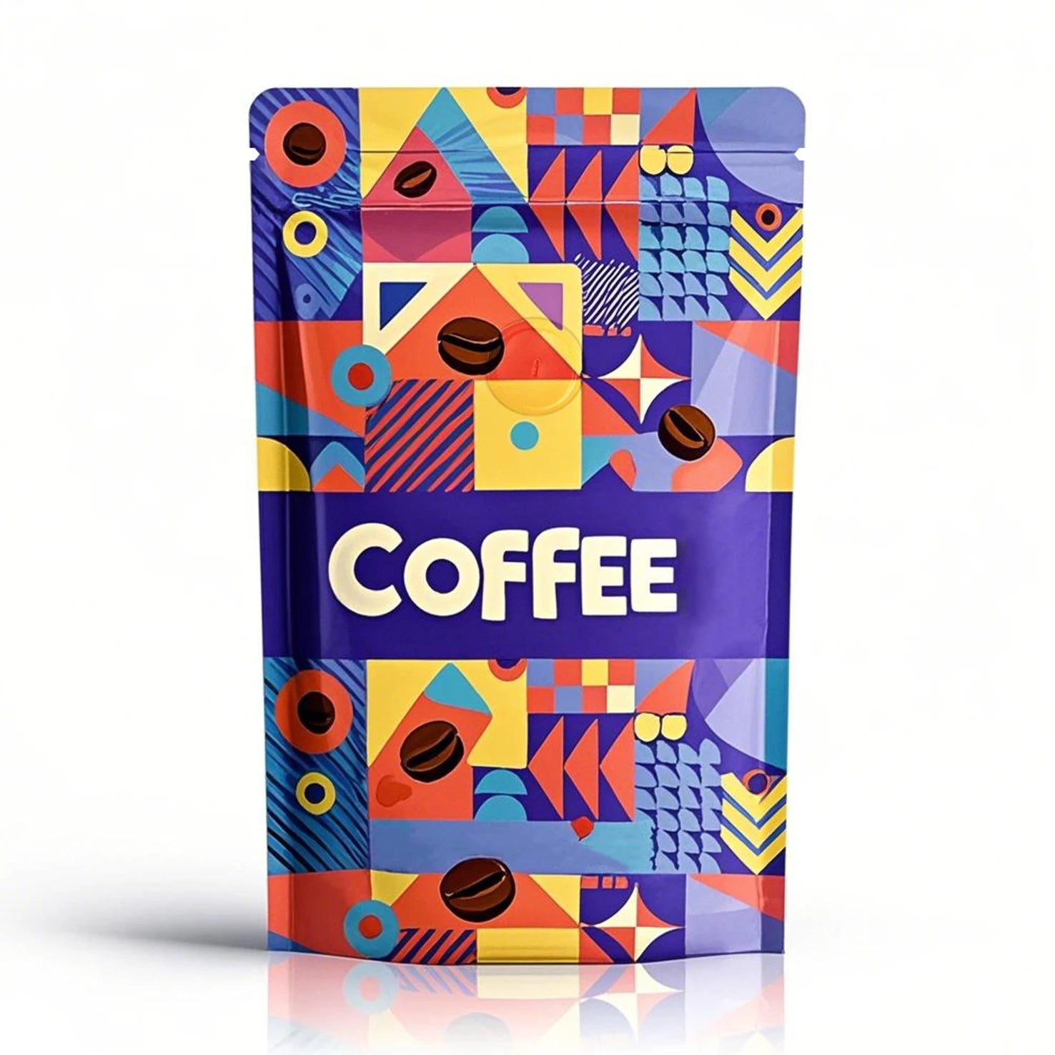 Custom Printed Coffee Bags With Valve Stand up Aluminium Foil Side Zipper Flat Bottom Bag Reusable Heat Sealed Coffee Bean Bag
