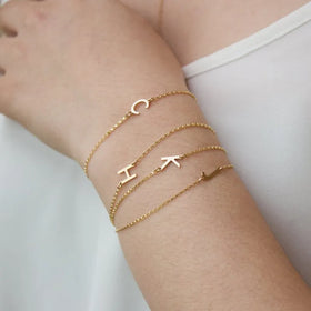 G2686 Wholesale Letras Para Pulseras Stainless Steel Letter Alphabet Sideways Initial Charm Bracelet Fashion Jewelry Bracelets