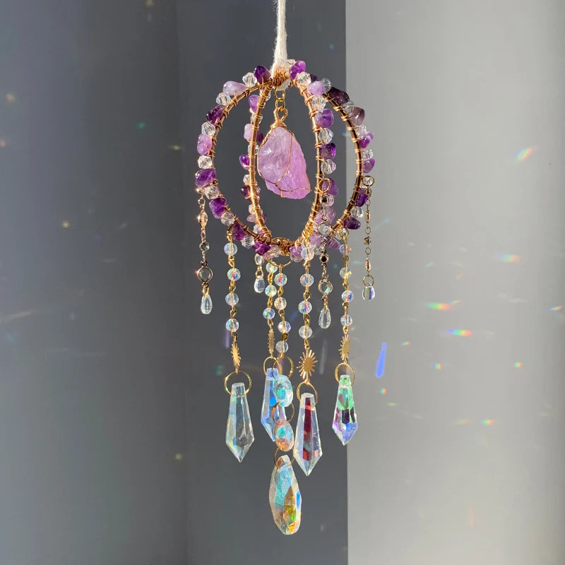 Wholesale  Hot Selling  Crystal Sun Catcher Round Cage Suncatcher Amethyst  Superb Craftsmanship and Exquisite Details