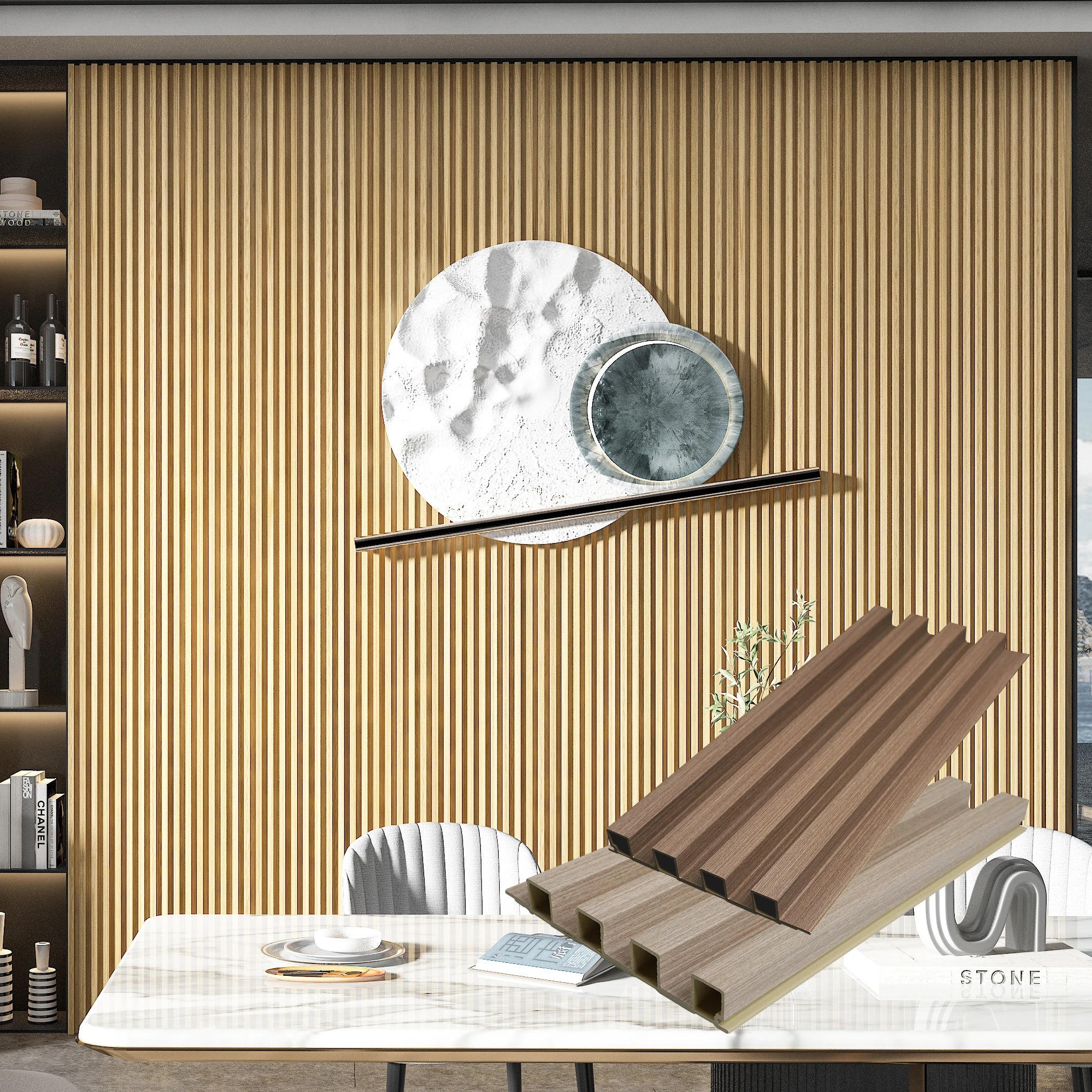 Modern 3D WPC Wall Panels Factory Direct Antiseptic Natural Wood Wall Grating Ceiling Board Waterproof for Hotel Indoor