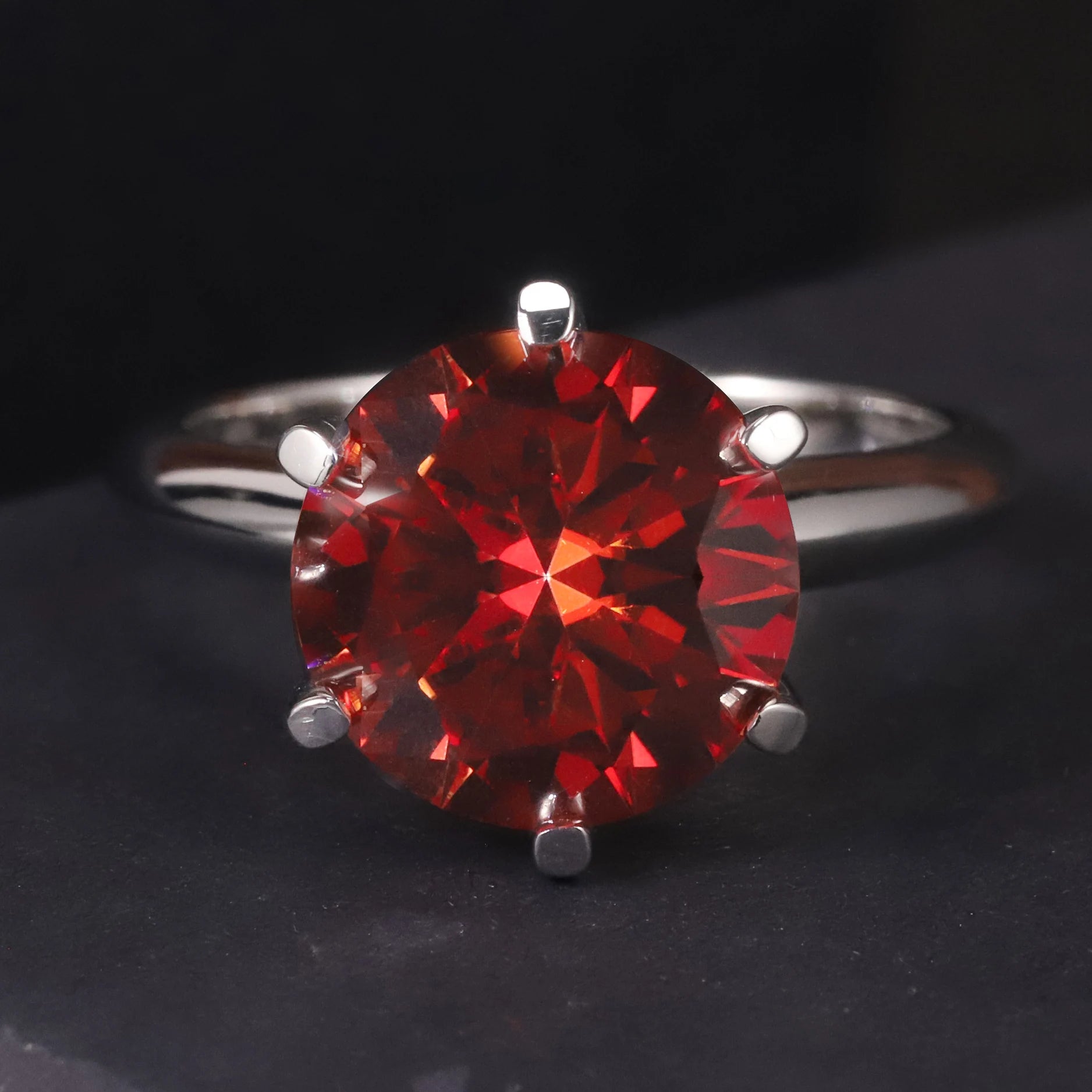 Abiding Engagement Red D Color Moissanite Diamond Wholesale Solitaire Gold Plated 925 Sterling Silver 5 Carat Moissanite Ring