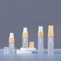 5ml10ml15ml Empty Refillable Perfume Frosted clear Cosmetic Spray Glass Bottle with Wood Grain Cap