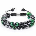 8mm Tiger Eye Stone Bracelet for Men Jewelry Handwoven Double-layer Adjustable Anxiety Healing Gemstone Hematite Beaded Bracelet MegaBDM