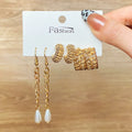 VKME 3Pcs Pearl Tassel Earring Hoop Earring Set for Women Jewelry