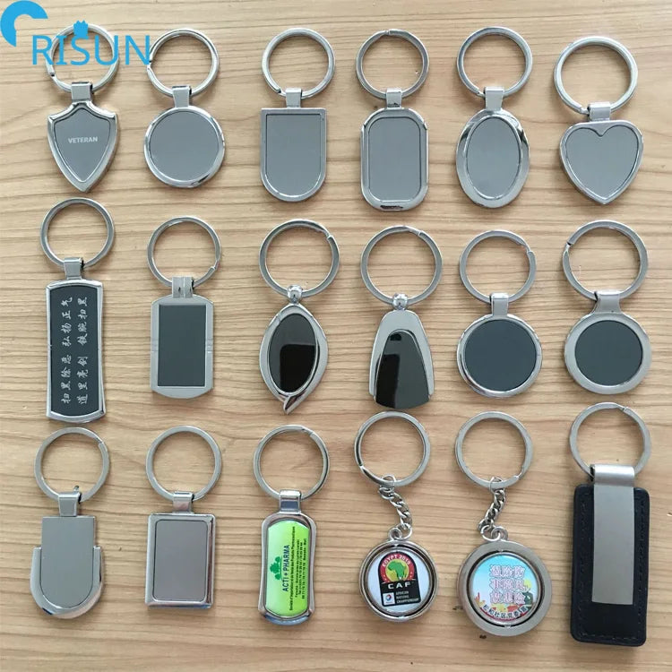 Wholesale Manufacturer Blank Keychain Custom Logo Metal Leather Keychains Laser Key Chain Advertising QR Code Gift Promotion Key