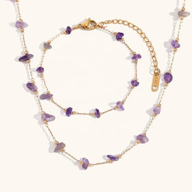 Dingran 2024 New Design Spring and Summer Trends Gemstone Beaded Necklace and Bracelet
