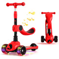 Custom Kids Scooter 2 Modes Stand & Sit Gliding Foldable Rotatable Gravity Steering Music LED Light 3 PU Wheels